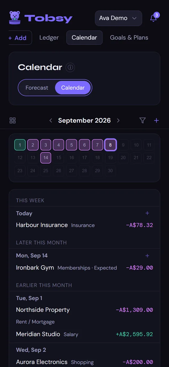 The calendar on a phone.